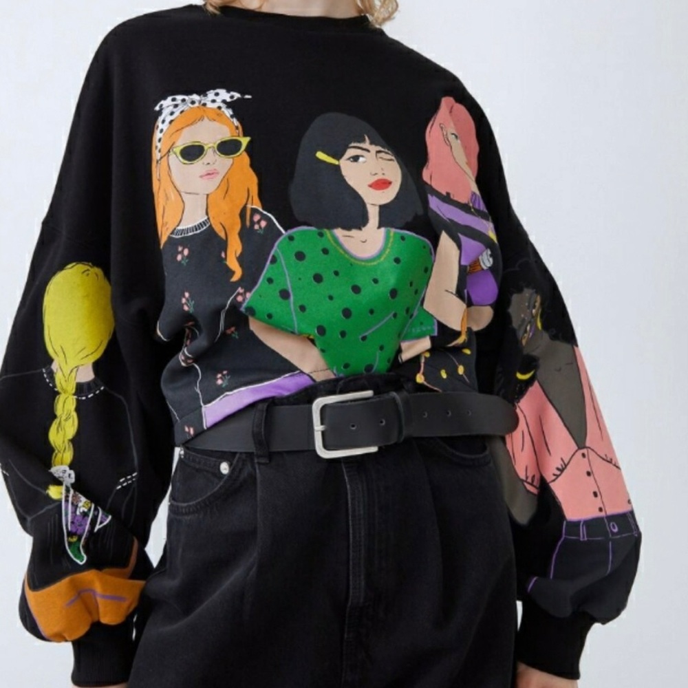 Zara Girl Print cropped sweatshirt